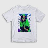 Presmono Unisex Çocuk Green Billie Eilish Beyaz T-Shirt