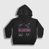 Presmono Unisex Çocuk Siyah Signs Blackpink Kapüşonlu Sweatshirt - 7 - 8 Yaş