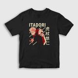 Presmono Unisex Çocuk Yuji Anime Jujutsu Kaisen Siyah T-Shirt