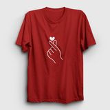 Presmono Unisex Finger Heart Bts Siyah Kolsuz T-Shirt