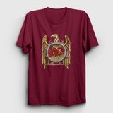 Presmono Unisex Gold Eagle Slayer Bordo T-Shirt