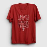 Presmono Unisex Kırmızı Drink Game Of Thrones T-Shirt - 3XL