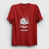 Presmono Unisex Kırmızı Skull Call Of Duty T-Shirt - 3XL