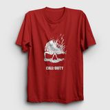 Presmono Unisex Kırmızı Skull Call Of Duty T-Shirt - XS