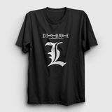 Presmono Unisex Logo L V2 Anime Death Note Siyah T-Shirt