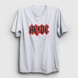 Presmono Unisex Red Black Ac/Dc Beyaz T-Shirt