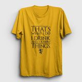 Presmono Unisex Sarı Drink Game Of Thrones T-Shirt - 3XL