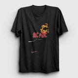 Presmono Unisex Siyah Black Ice Fire AC/DC T-Shirt - 5XL