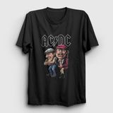 Presmono Unisex Siyah Brian and Angus AC/DC T-Shirt - 3XL