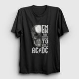 Presmono Unisex Siyah Highway To Hell Skull AC/DC T-Shirt - 3XL