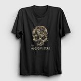 Presmono Unisex Siyah Skull The Walking Dead T-Shirt