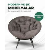 Prestige Milano Style Berjer | Tay Tüyü Kumaşlı Modern Tekli Koltuk | Ergonomik & Konforlu Dinlenme Koltuğu - Füme