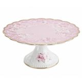 Prestige Series Royal Queen 32 Cm Ayaklı Pembe Pasta Sunum Tabağı Bone Porselen