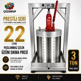 Prestij 22 Üzüm Sıkma Presi & Şarap Yapma Makinesi | Soğan Suyu Sıkımı | Komple 304 Çelik