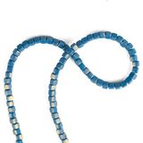 Prestij Boncuk 5 Mm Küp Model Fimo Denim Mavi Renk Üzeri Yaldız Sedefli Simli Denim Mavi Fimo Boncuk Dizisi Polimer Kil 40 Cm Dizi