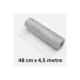 Prestij Boncuk Gümüş Simli Örgü File Rulo Tül 48 cm x 4.5 Metre