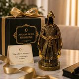 Prestij Güç Sembolü Tarihi Osmanlı Zırhlı Pelerinli Savaşçı Asker Biblo Anlamlı Hediye Gold 28 CM