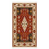 Prestij Halı Vintage Antik Klasik Salon Halısı, 80x150 cm, Kırmızı-Beyaz, Makinede Yıkanabilir, Kaymaz Tabanlı