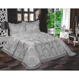 Prestij Home Jakarlı Şönil Pike Yatak Örtüsü Takımı Aden - Gri - 250 x 250 cm