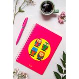 Prestij Owls Neon Pembe Kareli Defter 17X24