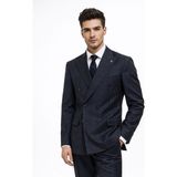 Presto 6 Drop Slim Fit Kruvaze Erkek Takım Elbise - Antrasit - Siyah - Lacivert - 50