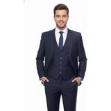 Presto Erkek 6 Drop Yelekli Slim Takım Elbise A.lacivert 581-250 - Açık Lacivert - 46