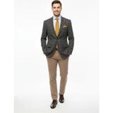 Presto Erkek Haki Ekose Klasik Ceket 4 Drop Regular Fit Tek Kışlık Ceket 1714-700 - 56
