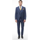 Presto Erkek Slimfit Armürlü 6 Drop Yelekli Takım Elbise Lacivert 786-250 - 54