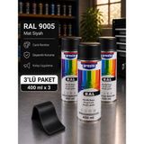 Presto Ral 9005 Mat Siyah Akrilik Sprey Boya 400 ml – 3’lü Paket