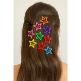 Pretty 10’lu Karışık Renk Yıldız Şeklinde Saç Tokası Seti (4 cm )