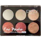Pretty 6 Lı Makyaj Seti 3 Allık + 3 Highlighter 01 - Pb426