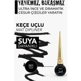 Pretty Beauty Liquid Eyeliner, Black Eyeliner (MAT SİYAH), Suya Dayanıklı Siyah Eyeliner