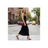 Pretty Girl Bordo Rugan Sivri Burun Düğme Tokalı İnce Topuk Ayakkabı Stiletto (Topuk Boyu 8cm)
