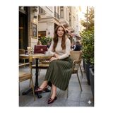 Pretty Girl Kadın Kahve Rugan Arkası Açık Kısa Topuk Günlük Alçak Topuklu Stiletto Ayakkabı (Topuk Boyu 5cm)