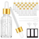 PrettyCare 1oz Cam Damlalıklı Şişe 24'lü Paket Şeffaf Cam Şişeler, 2 Huni ve 2 Uzun Pipetle Boş, Temel/Kütikül/Vücut Yağları için 30ml Göz Damlalıklı Şişeler, Tentür