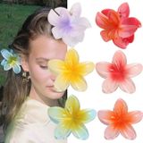 PRETTYLE Çiçekli saç tokası, 6 adet Flower Hair Clips, Plumeria Flower Hair Claw Clips, kalın saçlar için pençe klipsleri, kaymaz saç tokası, Hawaii çiçekli pençe mandalları (C)