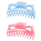 Prettyou Kadınlar için 5,5 İnç Büyük Kristal Plastik Saç Pençesi Muz Klipsi, İkili Paket (Set-No.6)