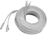 priaolker 20M/60FT Ethernet CCTV Kablosu, Cat 5 RJ45 + 2,1x5,5 mm DC Güç Kablosu, CCTV Güvenlik Kamerası Gözetim Sistemi IP Kamera NVR Sistemi Gri - (1 Adet)