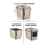 Pribor Hz-500 Xxl 3 Fonksiyonlu Açık / Kapalı Kedi Tuvaleti Ve Taşıma Çantası Bej 56 X 40 X 43 Cm