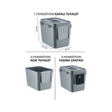 Pribor Hz-500 Xxl 3 Fonksiyonlu Açık / Kapalı Kedi Tuvaleti Ve Taşıma Çantası Gri 56 X 40 X 43 Cm gri