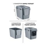Pribor Hz-500 Xxl 3 Fonksiyonlu Açık / Kapalı Kedi Tuvaleti Ve Taşıma Çantası Gri 56 X 40 X 43 Cm
