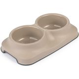 Pribor Kedi Köpek İkili Mama ve Su Kabı (0,4 0,4 lt) Silikon Kaydırmaz Taban Lacivert/mavi - Bej
