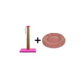 Pribor Kedi Tırmalama Tahtası 40 cm ve Kedi Simit Yatağı 50 cm Çap Polar 2' Li Set Pembe-Açık Pembe