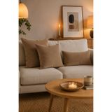 Priene Home Textile Açık Kahve Kadife Dokulu Dekoratif Kırlent Kılıfı - Fermuarlı - 1 Adet