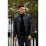 Prifaldi Erkek Siyah Iç Cepli Slim Fit Deri Ceket - XL