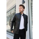 Prifaldi Erkek Slim Fit Deri Ceket Siyah İç Cepli Günlük Kullanım İçin Suya Dayanıklı - 2XL