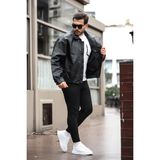 Prifaldi Oversize Vintage Erkek Siyah Deri Ceket - 2XL