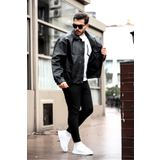 PRİFALDİ Oversize Vintage Erkek Siyah Deri Ceket
