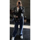 Prifaldi Suni Deri Crop Bıker Ceket - -- - Siyah