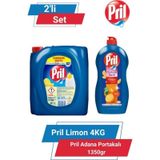 Pril 4 kg Limon Sıvı Bulaşık Deterjanı + 1350 gr Adana Portakalı Sıvı Bulaşık Deterjanı